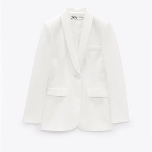NEW WHITE ZARA BLAZER WITH TUXEDO COLLAR
